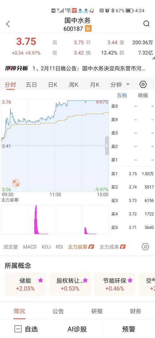 國中水務股票分析，國中水務股票東方財富